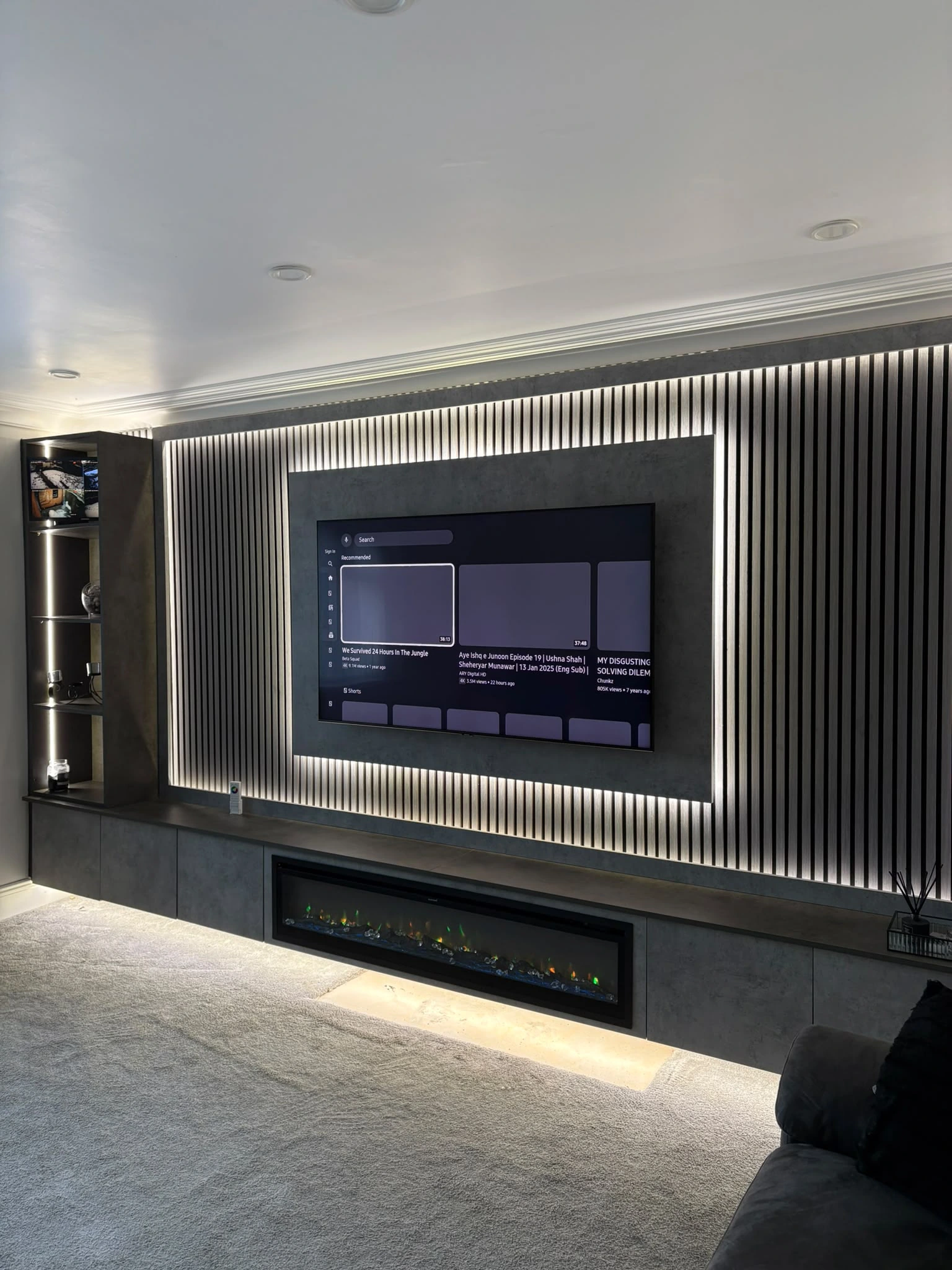Lacey Interiors bespoke media wall suite installation
